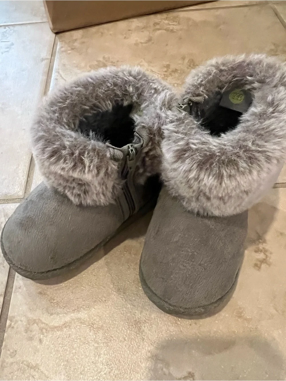 Children's Faux-Fur Cuff Winter Boots - Gray